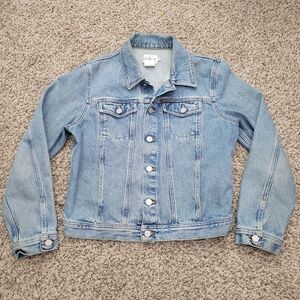 Calvin Klein Denim Jacket Double Stone Wash Blue 100% Cotton Size Medium
